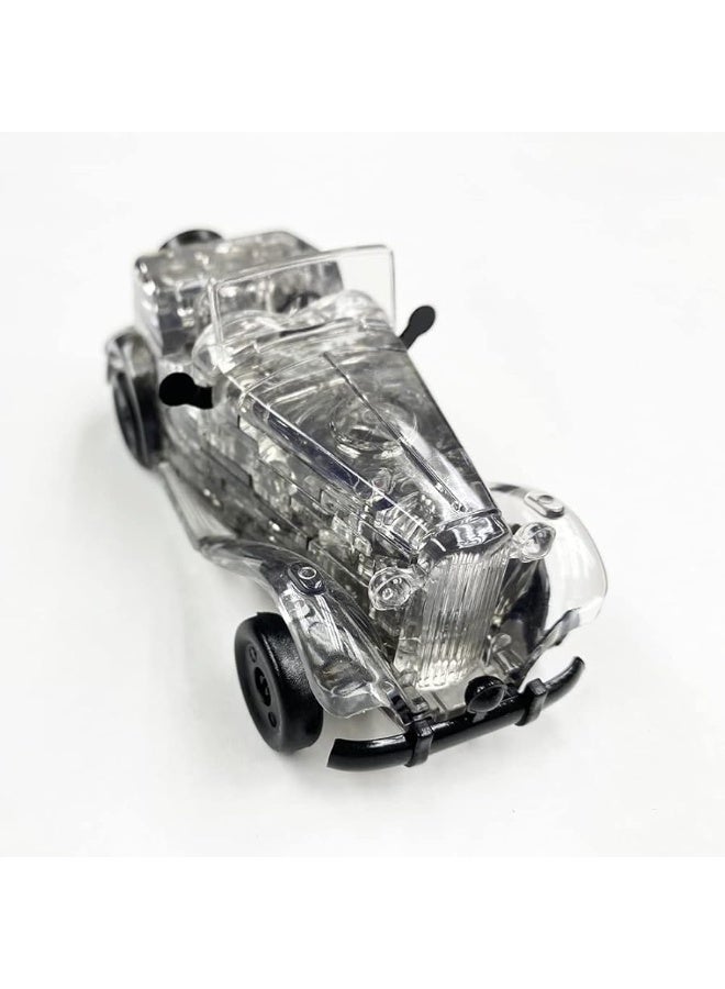 3D Vintage Car Crystal Puzzle, DIY Assembly Brain Teaser Jigsaw Puzzle, Children Puzzle Blocks 3D Educational Model Toy, Desk Decoration for Adults, Kid 14+, 54pcs (Gray) - Image 3